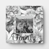 Elegante weiße, schwarze, blumenfarbene Aquarell Fotoplatte (Vorderseite)