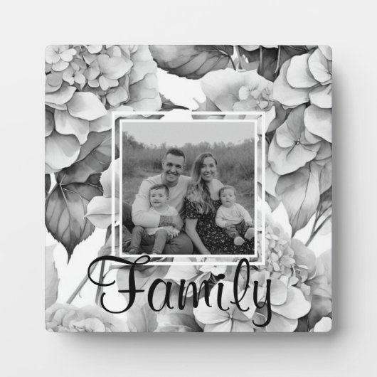 Elegante weiße, schwarze, blumenfarbene Aquarell Fotoplatte (Vorderseite)