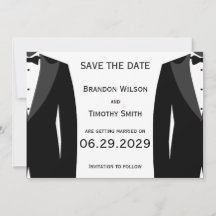 Elegante weiße schwule Hochzeit Save The Date Kart