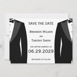 Elegante weiße schwule Hochzeit Save The Date Kart Einladung