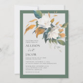 Elegante weiße Seite Grün Blumenzwiebeleinladung Einladung (Vorderseite)