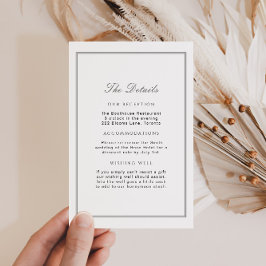 Elegante weiße Seite Grüne Hochzeitdetails Beilage Begleitkarte