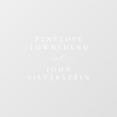 Elegante weiße Serif-Skriptpaar-Namen Hochzeit Fensteraufkleber (Blatt)