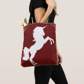 Elegante, weiße Silhouette, Einhorn Gold Grenzen Tasche (Von Nahem)