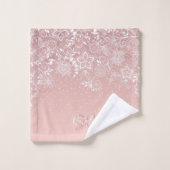 Elegante weiße Spitze mit Blumen und Badhandtuch Set (Waschlappen)