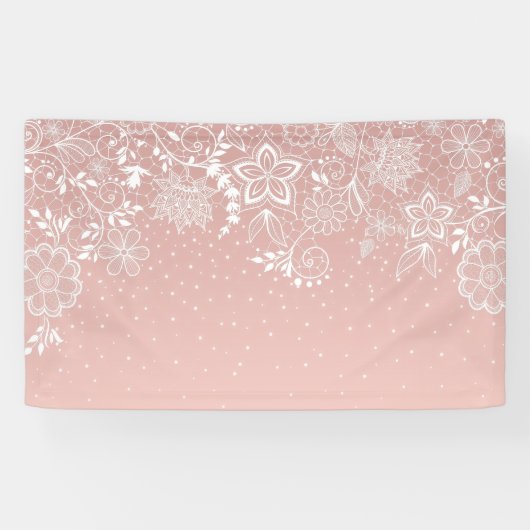 Elegante weiße Spitze mit Blumen und Banner (Horizontal)