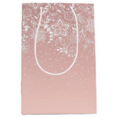 Elegante weiße Spitze mit Blumen und Mittlere Geschenktüte (Vorderseite)