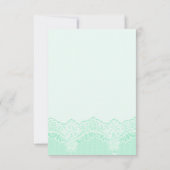 Elegante weiße Spitze mit Perlen mint Hochzeit RSV RSVP Karte (Rückseite)