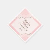 Elegante weiße Spitze mit Perlen rosa Hochzeit Serviette (Ecke)