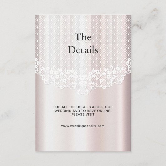 Elegante weiße Spitzen-Detailkarte Begleitkarte (Vorderseite)