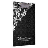 Elegante weiße Spitzen und schwarze Damasken Klemmbrett (Rechts)