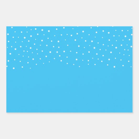 Elegante weiße Sterne auf Pastellblau Geschenkpapier Set (Vorderseite 2)