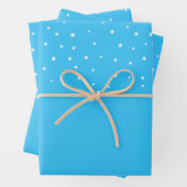 Elegante weiße Sterne auf Pastellblau Geschenkpapier Set (Beispiel)