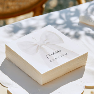 Elegante weiße Taufe Schleife Serviette