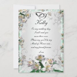 Elegante weiße Trauzeugin Einladung