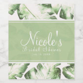 Elegante, weiße tropische Blätter Hochzeitswein Weinetikett (Einzelnes Label)