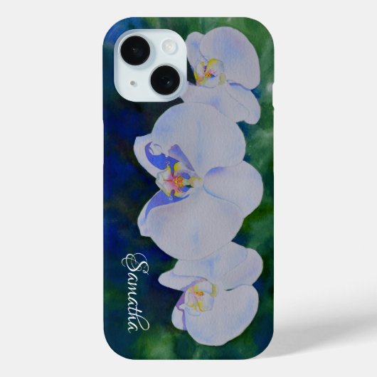 Elegante, weiße tropische Boho-Orchideen Case-Mate iPhone Hülle (Rückseite)