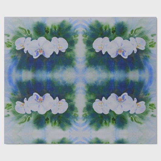 Elegante, weiße tropische Boho-Orchideen Geschenkpapier (Flach)