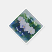 Elegante, weiße tropische Boho-Orchideen Serviette (Ecke)