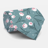 Elegante weiße Tulips auf pastellgrünem Muster Krawatte (Gerollt)