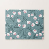 Elegante weiße Tulips auf pastellgrünem Muster Puzzle (Horizontal)