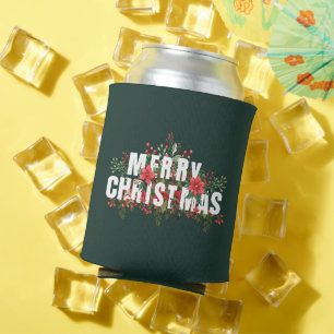 Elegante weiße Typografie Frohe Weihnachten Dosenkühler