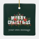 Elegante weiße Typografie Frohe Weihnachten Keramikornament (Rückseite)