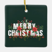 Elegante weiße Typografie Frohe Weihnachten Keramikornament (Vorderseite)