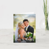 Elegante weiße Typografie Hochzeit Dankeschön Foto Dankeskarte (Vorderseite)
