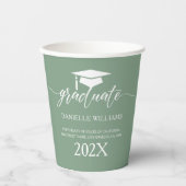 Elegante weiße Typografie im Hintergrund der Sage  Pappbecher (Vorderseite)