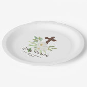 Elegante weiße u. grüne Blumenerste heilige Pappteller (Schrägansicht)