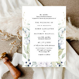 Elegante weiße und blaue Blumen feierliche Hochzei Einladung