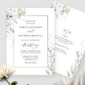 Elegante weiße und blaue Blüten auf einer Hochzeit Einladung