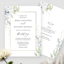 Elegante weiße und blaue Blüten auf einer Hochzeit