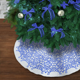 ELEGANTE WEISSE UND BLAUE CHRISTMAS DAMASK CLASSY POLYESTER WEIHNACHTSBAUMDECKE