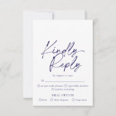 Elegante, weiße und blaue RSVP-Karte RSVP Karte (Rückseite)
