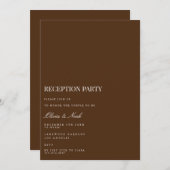 Elegante weiße und braune Empfang Einladungskarte Einladung (Vorne/Hinten)