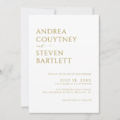 Elegante weiße und Champagner-neutrale Hochzeit Einladung (Vorderseite)