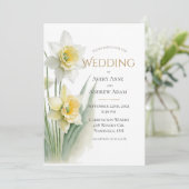 Elegante weiße und gelbe Daffodien Hochzeit Einladung (Stehend Vorderseite)