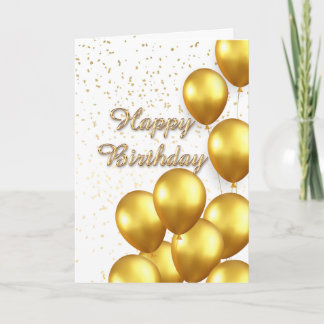 Elegante weiße und goldene Luftballon-Geburtstagsk Karte