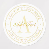 Elegante weiße und goldene Monogramm wasserdichte Etiketten (Design 2)