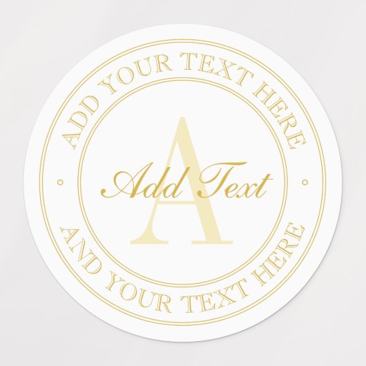 Elegante weiße und goldene Monogramm wasserdichte Etiketten (Design 2)