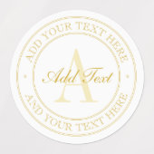 Elegante weiße und goldene Monogramm wasserdichte Etiketten (Design 1)
