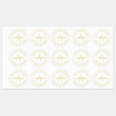 Elegante weiße und goldene Monogramm wasserdichte Etiketten (Blatt)