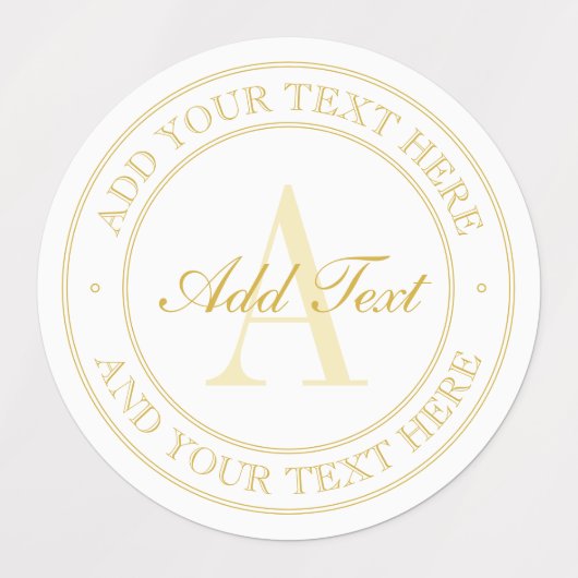 Elegante weiße und goldene Monogramm wasserdichte Etiketten (Design 3)