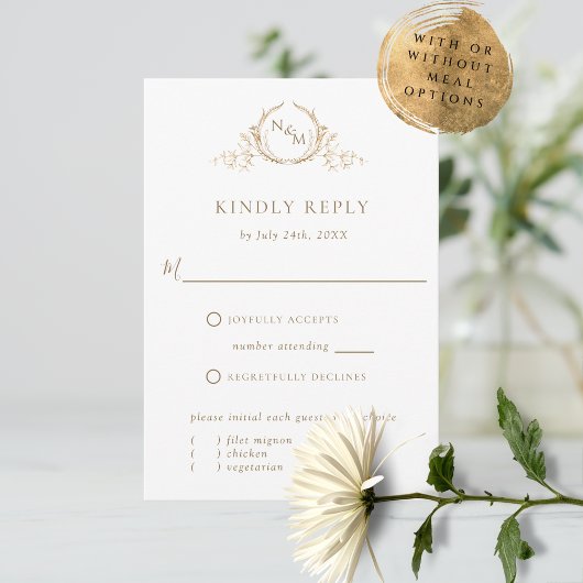 Elegante weiße und goldene RSVP-Karte RSVP Karte