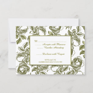 Elegante, weiße und goldene RSVP-Rose Einladung