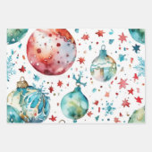 Elegante weiße und goldene Weihnachtsbände Geschenkpapier Set (Vorderseite 3)