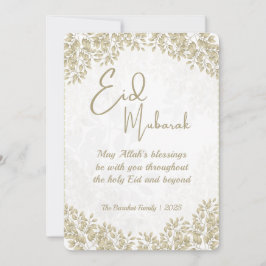 Elegante weiße und graue florale Eid Card Happy Ei Feiertagskarte