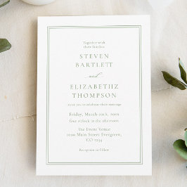 Elegante weiße und grüne Hochzeit Einladung